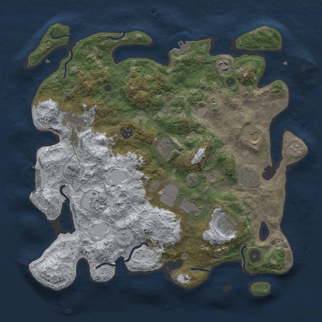 Rust Map: Procedural Map, Size: 3900, Seed: 8565, 19 Monuments