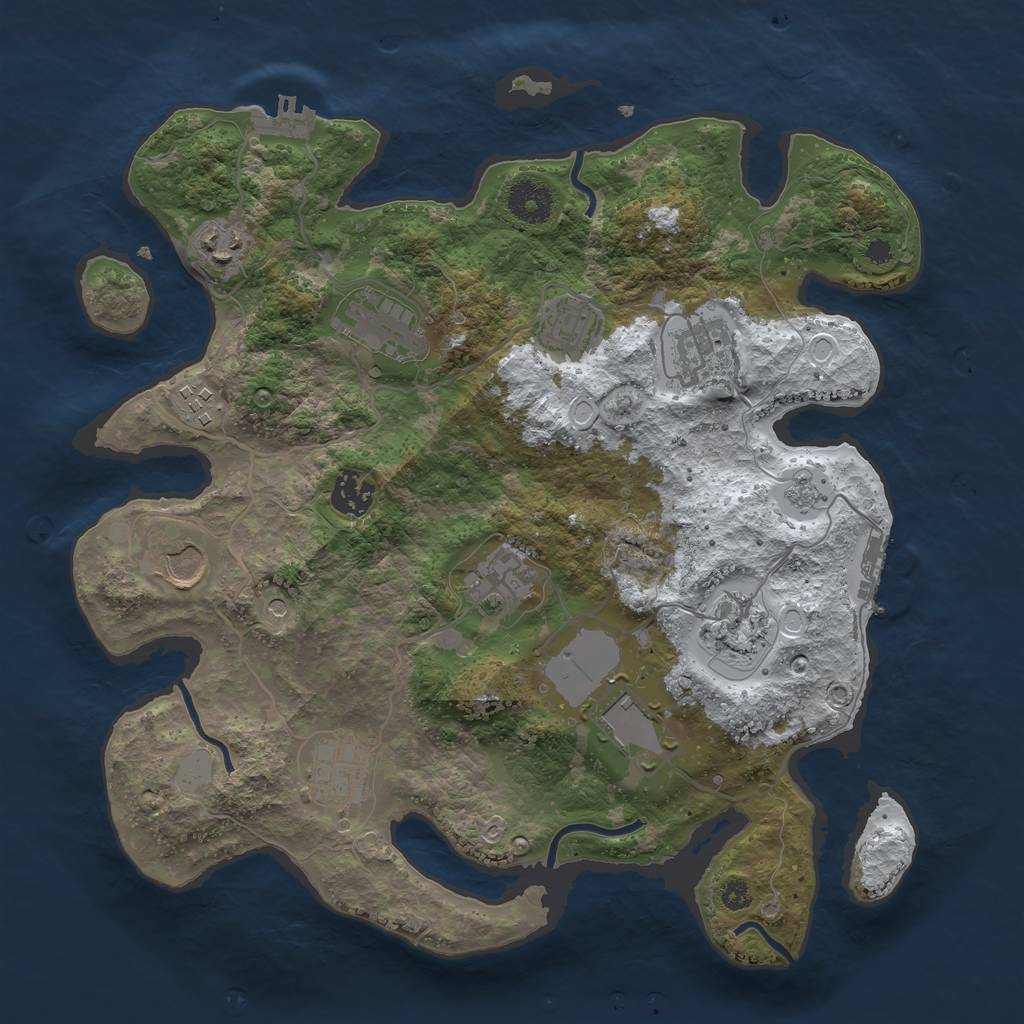 Rust Map: Procedural Map, Size: 3500, Seed: 1688587136, 20 Monuments