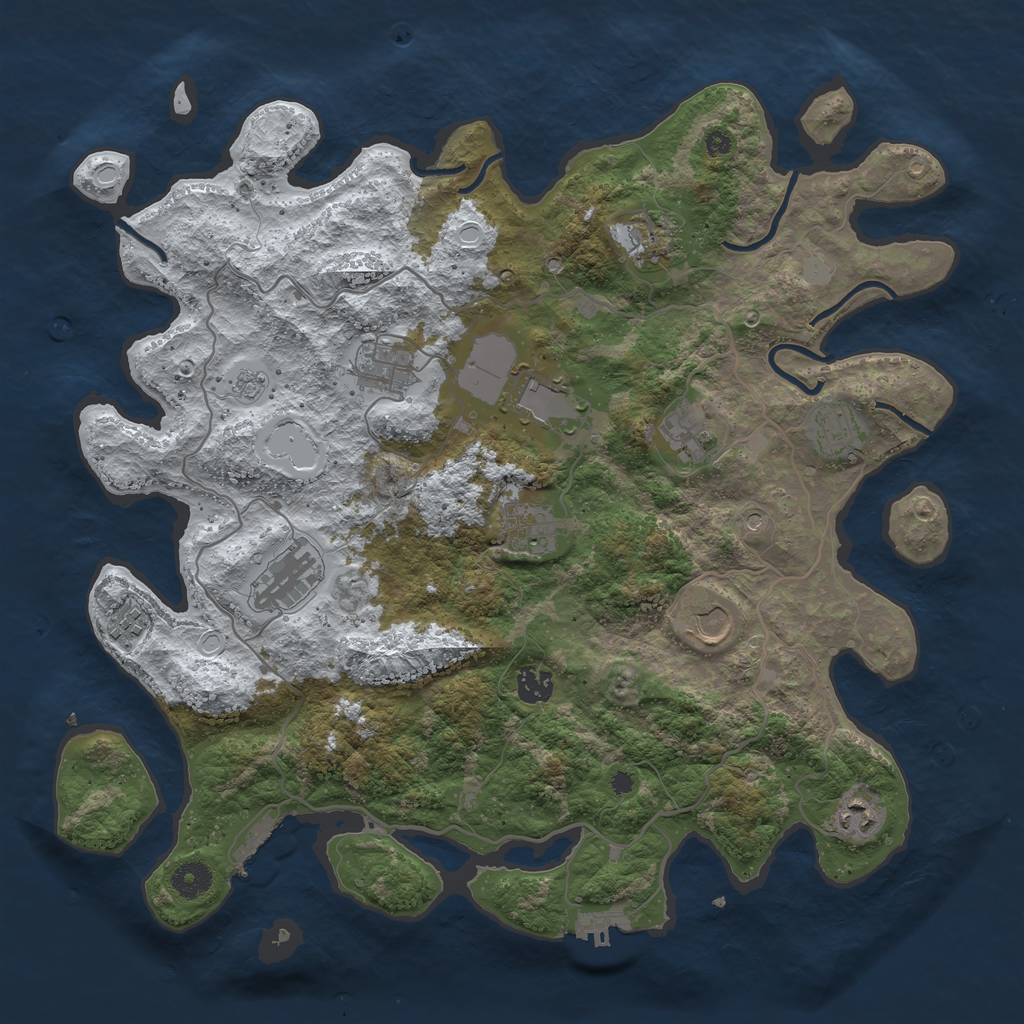 Rust Map: Procedural Map, Size: 4050, Seed: 2134313615, 20 Monuments