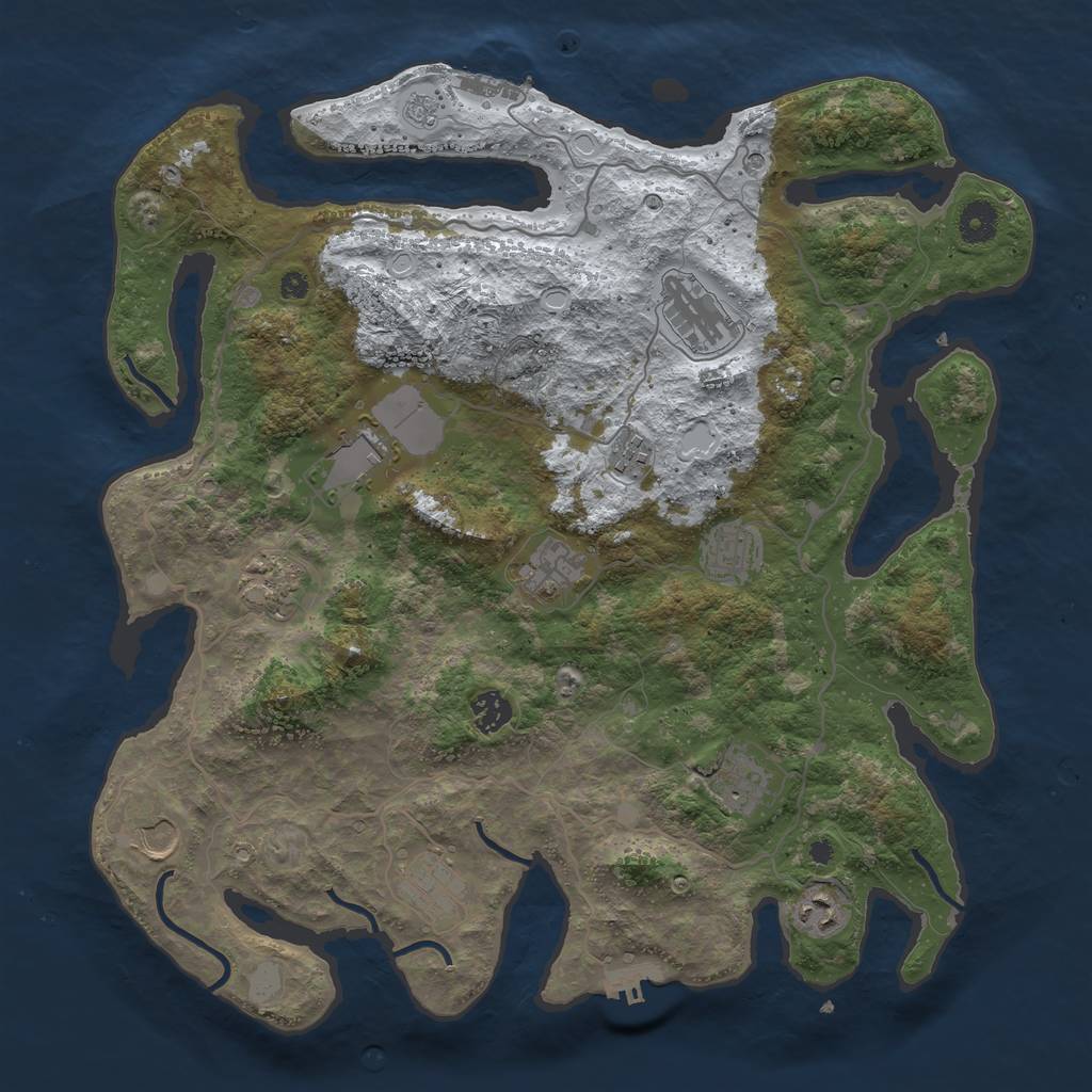 Rust Map: Procedural Map, Size: 4000, Seed: 1387507569, 20 Monuments