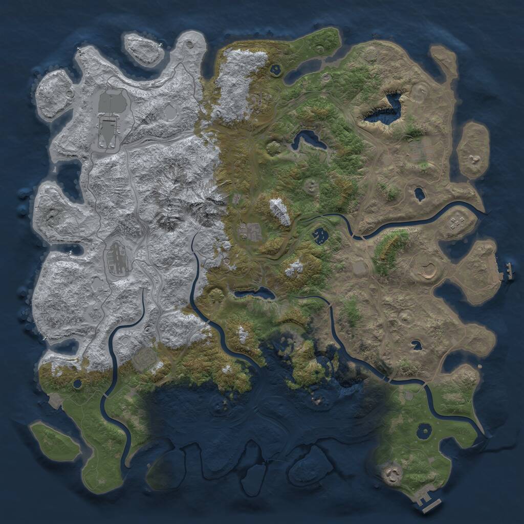 Rust Map: Procedural Map, Size: 5000, Seed: 293740, 17 Monuments