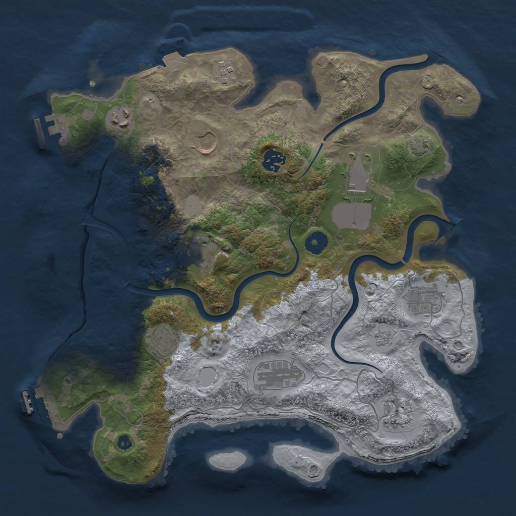 Rust Map: Procedural Map, Size: 3500, Seed: 4399453, 16 Monuments