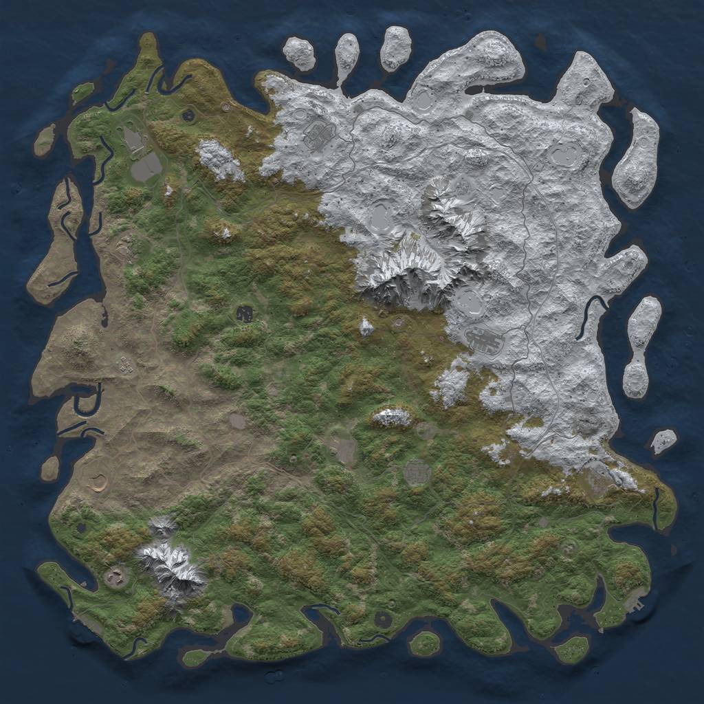 Rust Map: Procedural Map, Size: 6000, Seed: 1239567290, 20 Monuments