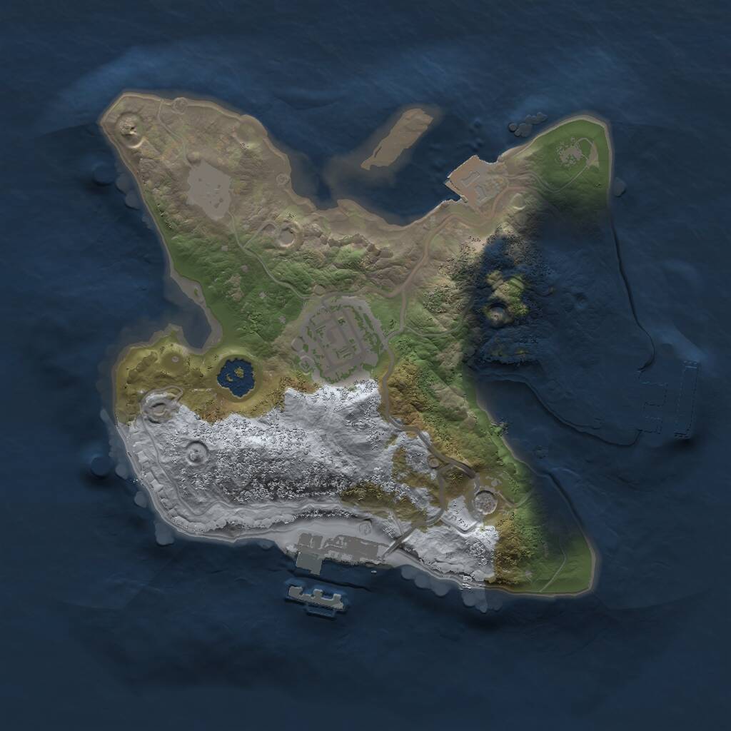 Rust Map: Procedural Map, Size: 2000, Seed: 1255454262, 5 Monuments