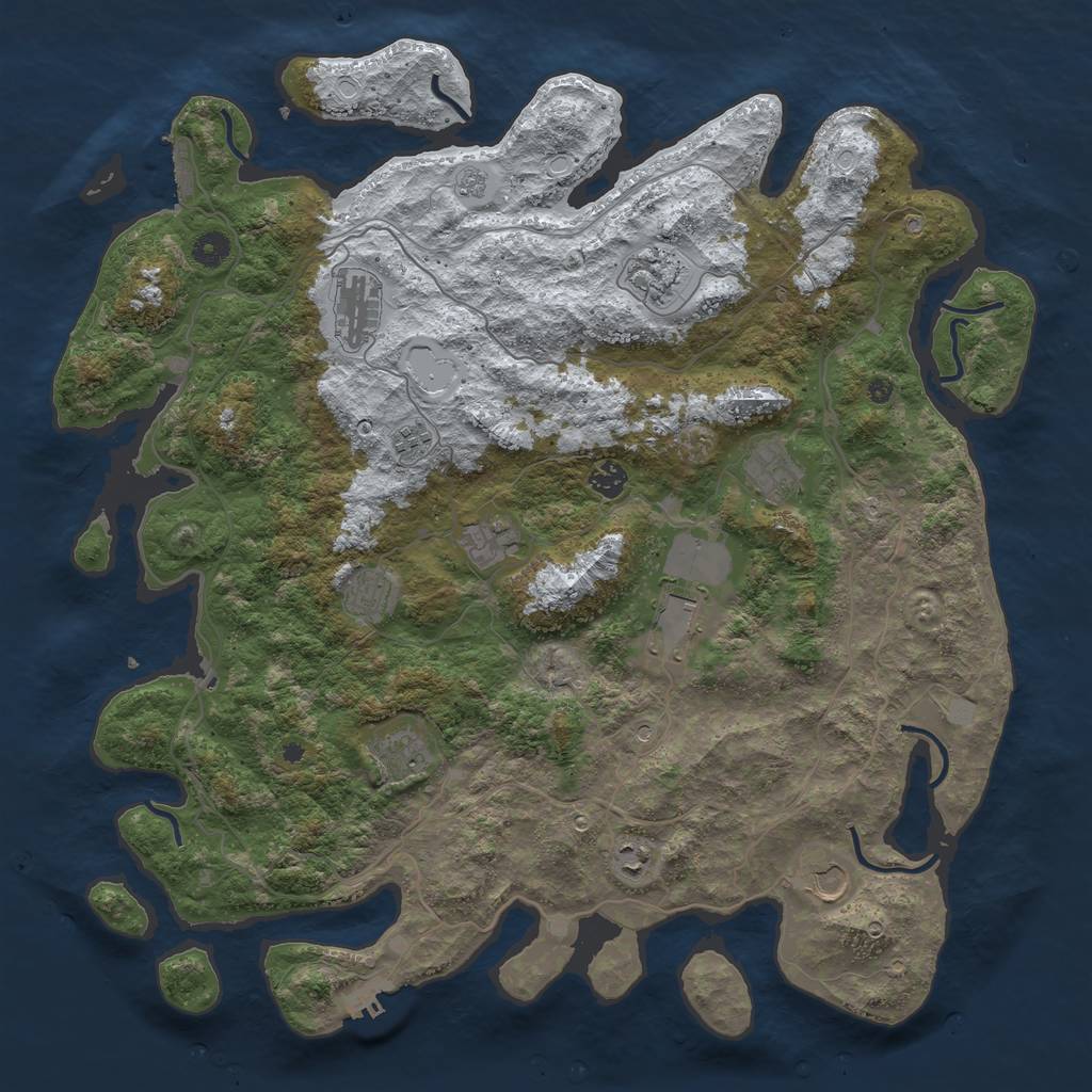Rust Map: Procedural Map, Size: 4500, Seed: 1160444693, 20 Monuments