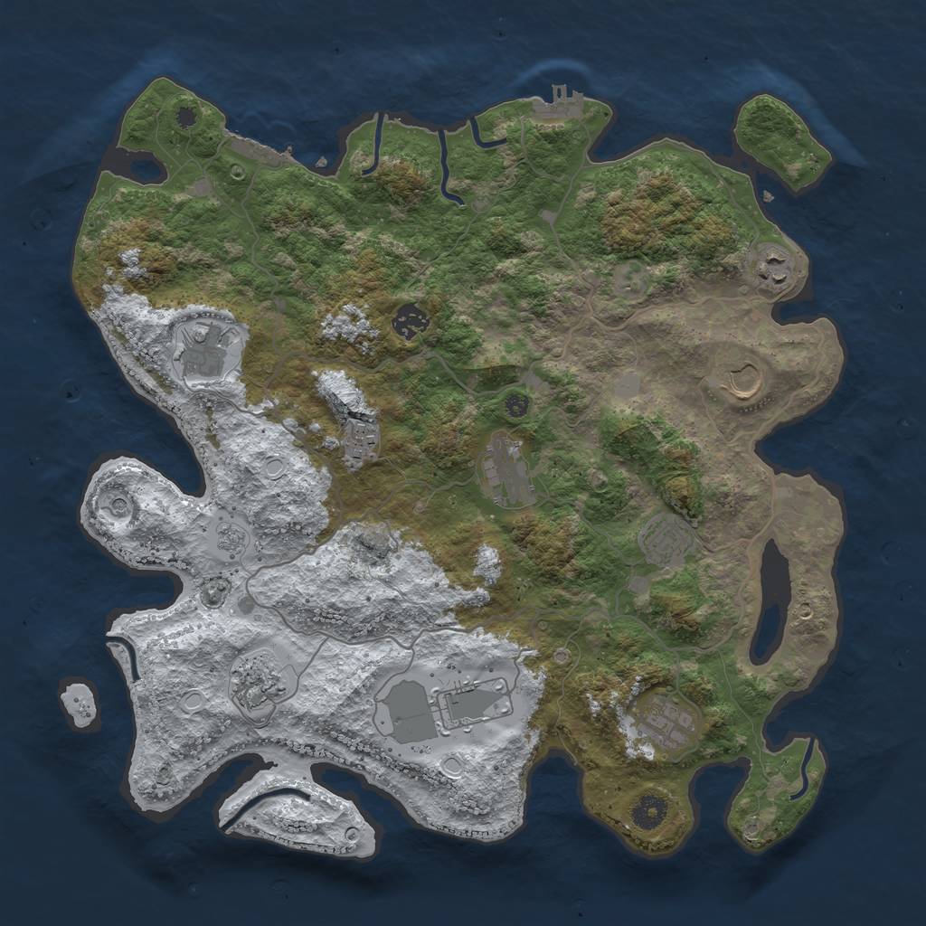 Rust Map: Procedural Map, Size: 4000, Seed: 324498607, 19 Monuments