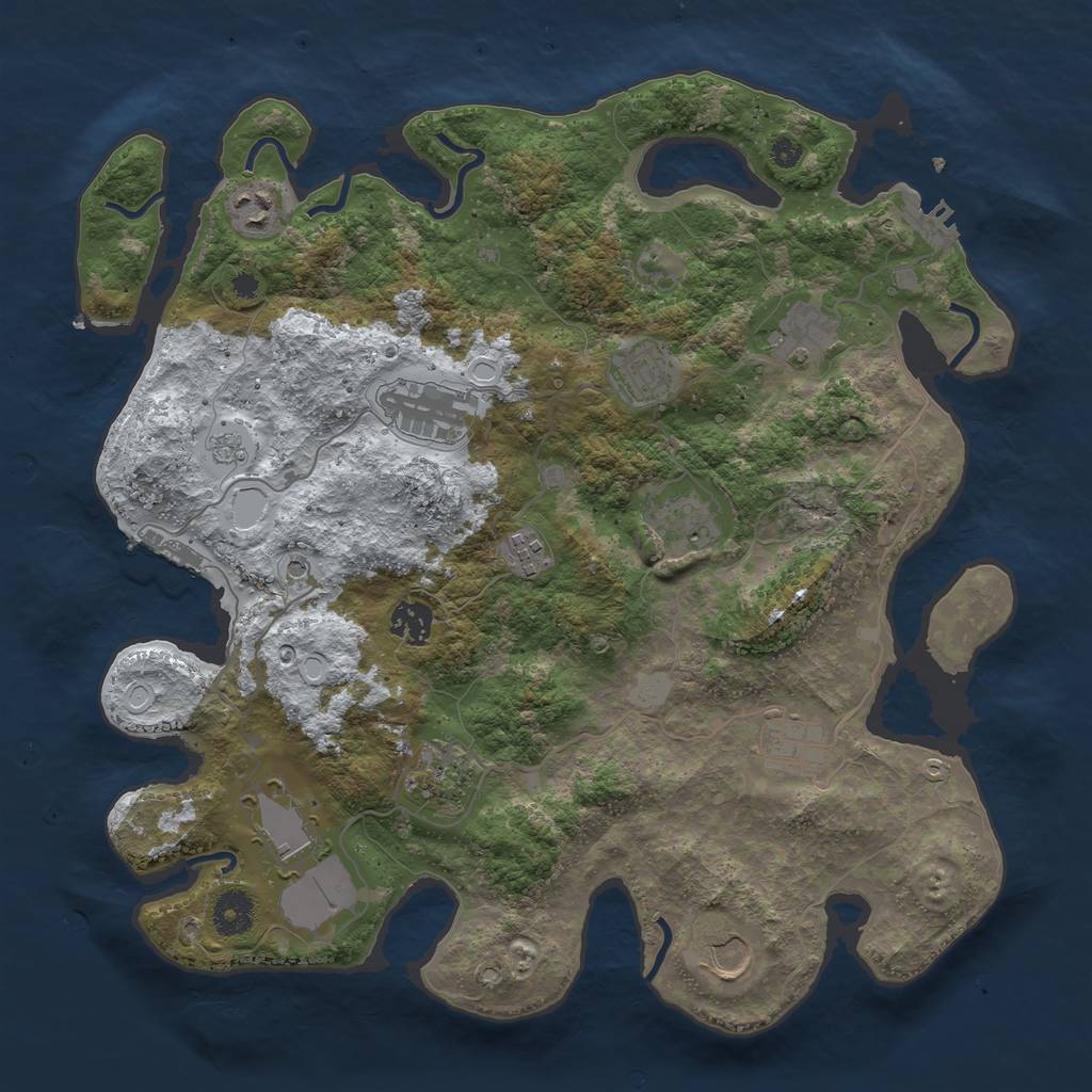 Rust Map: Procedural Map, Size: 3750, Seed: 49635328, 20 Monuments