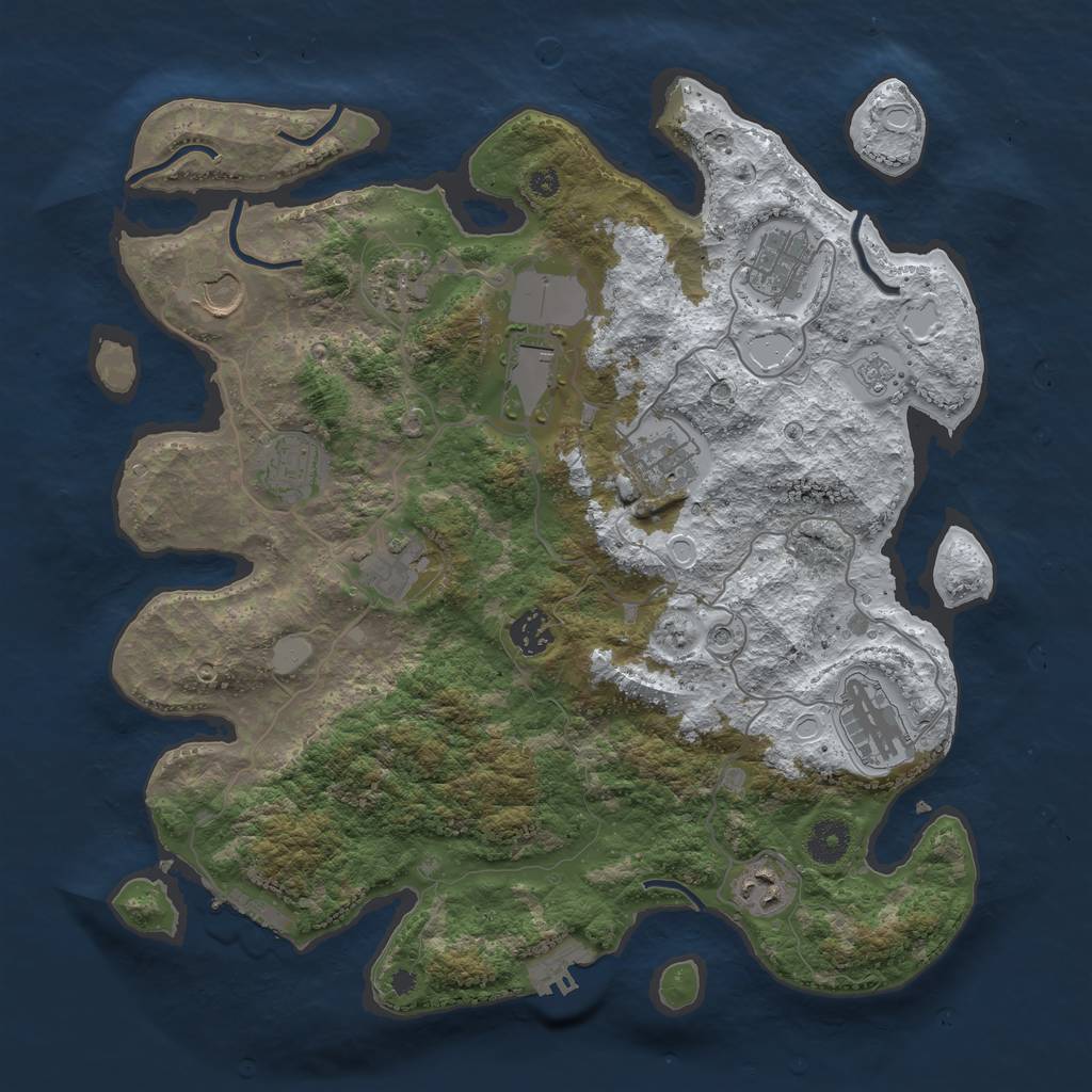 Rust Map: Procedural Map, Size: 3750, Seed: 105387699, 19 Monuments