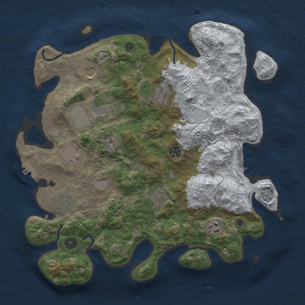 Rust Map: Procedural Map, Size: 3750, Seed: 640483769, 18 Monuments