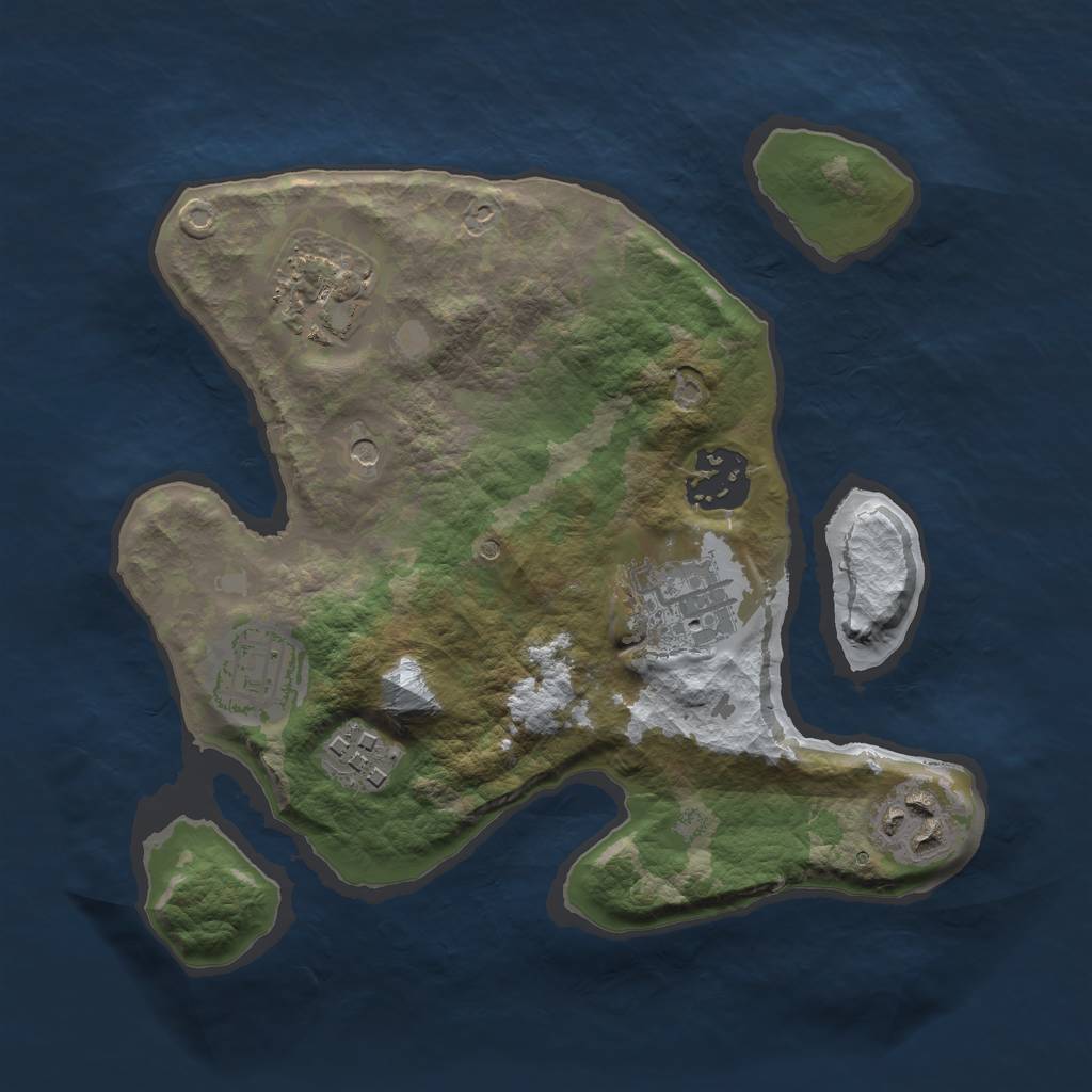 Rust Map: Barren, Size: 2500, Seed: 4, 9 Monuments