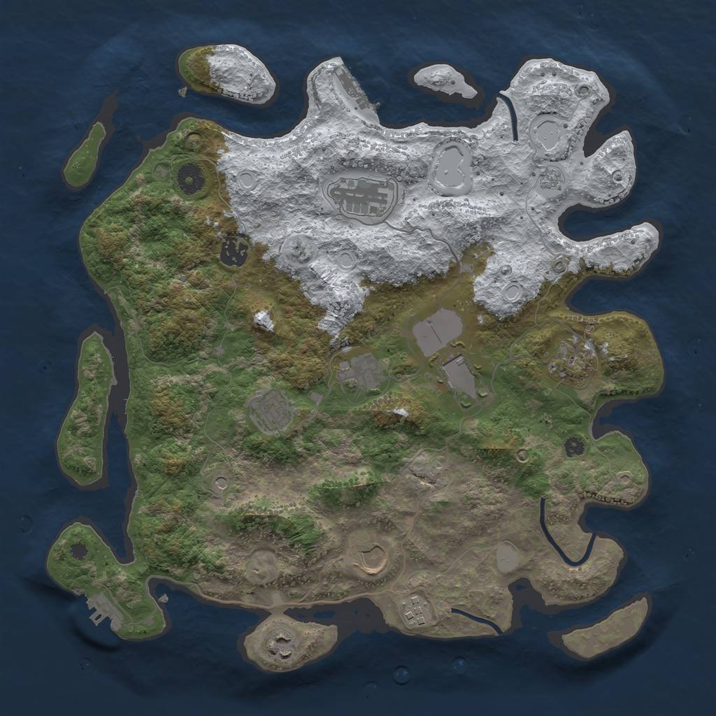 Rust Map: Procedural Map, Size: 3750, Seed: 398499427, 18 Monuments