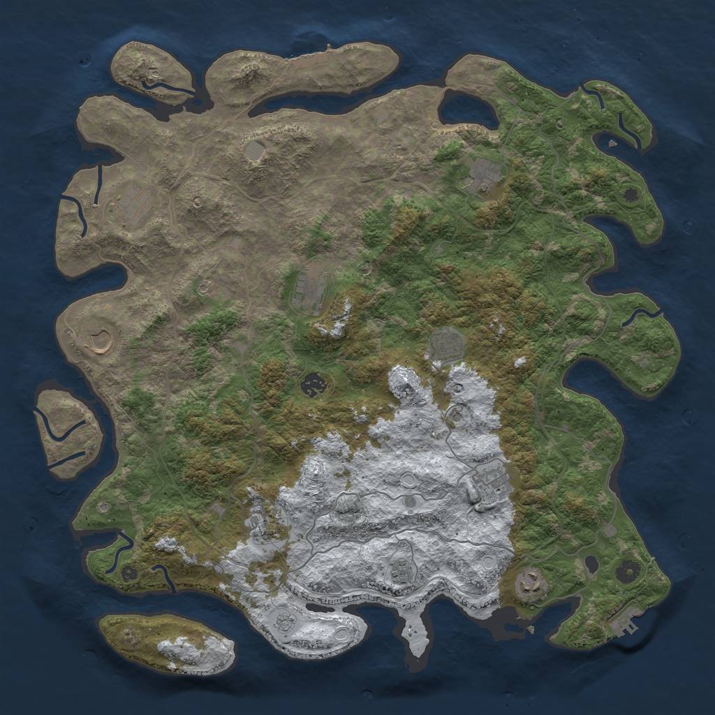 Rust Map: Procedural Map, Size: 4500, Seed: 1110769756, 19 Monuments