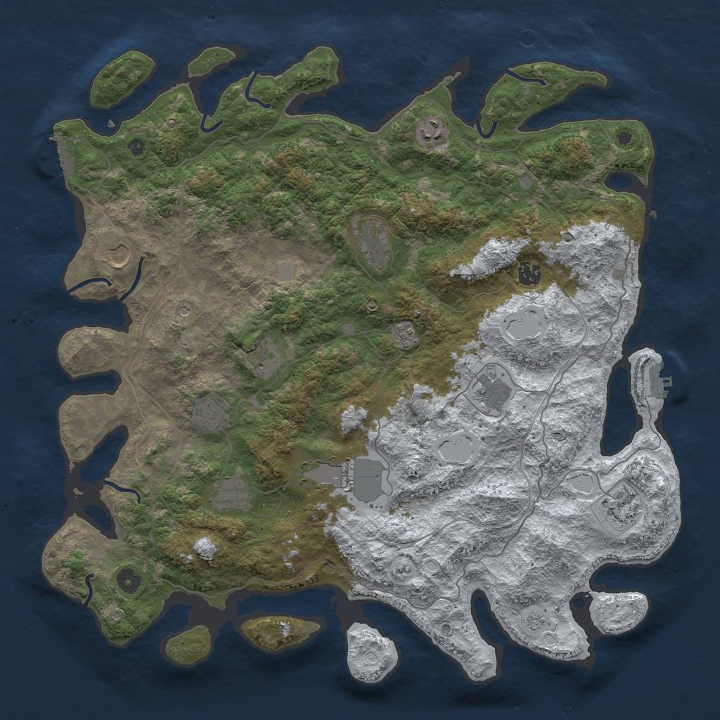 Rust Map: Procedural Map, Size: 4500, Seed: 1555, 20 Monuments