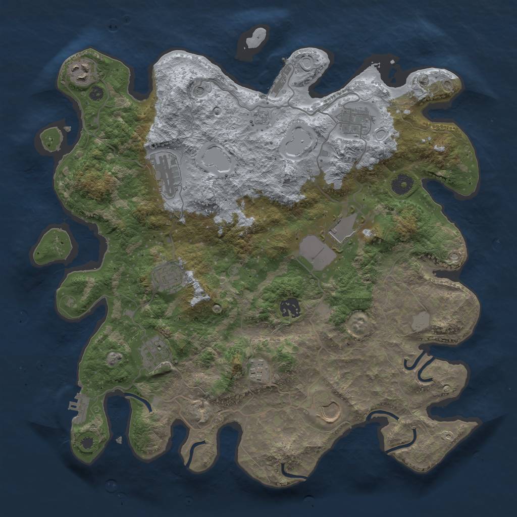 Rust Map: Procedural Map, Size: 3750, Seed: 847245412, 18 Monuments
