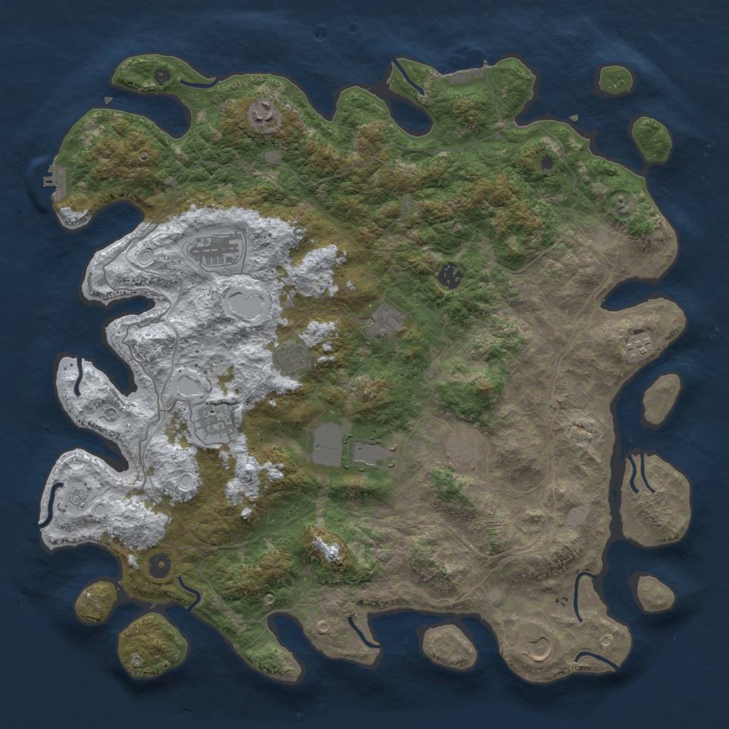 Rust Map: Procedural Map, Size: 4500, Seed: 691023, 19 Monuments