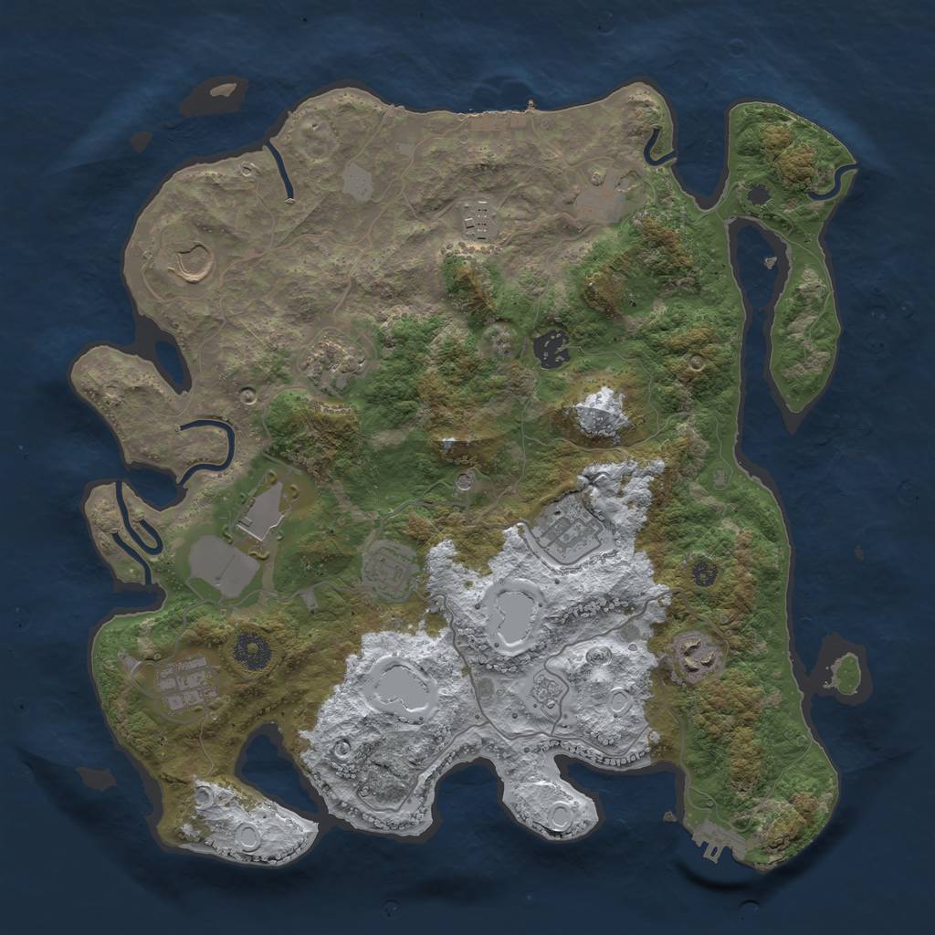 Rust Map: Procedural Map, Size: 3700, Seed: 452823907, 19 Monuments
