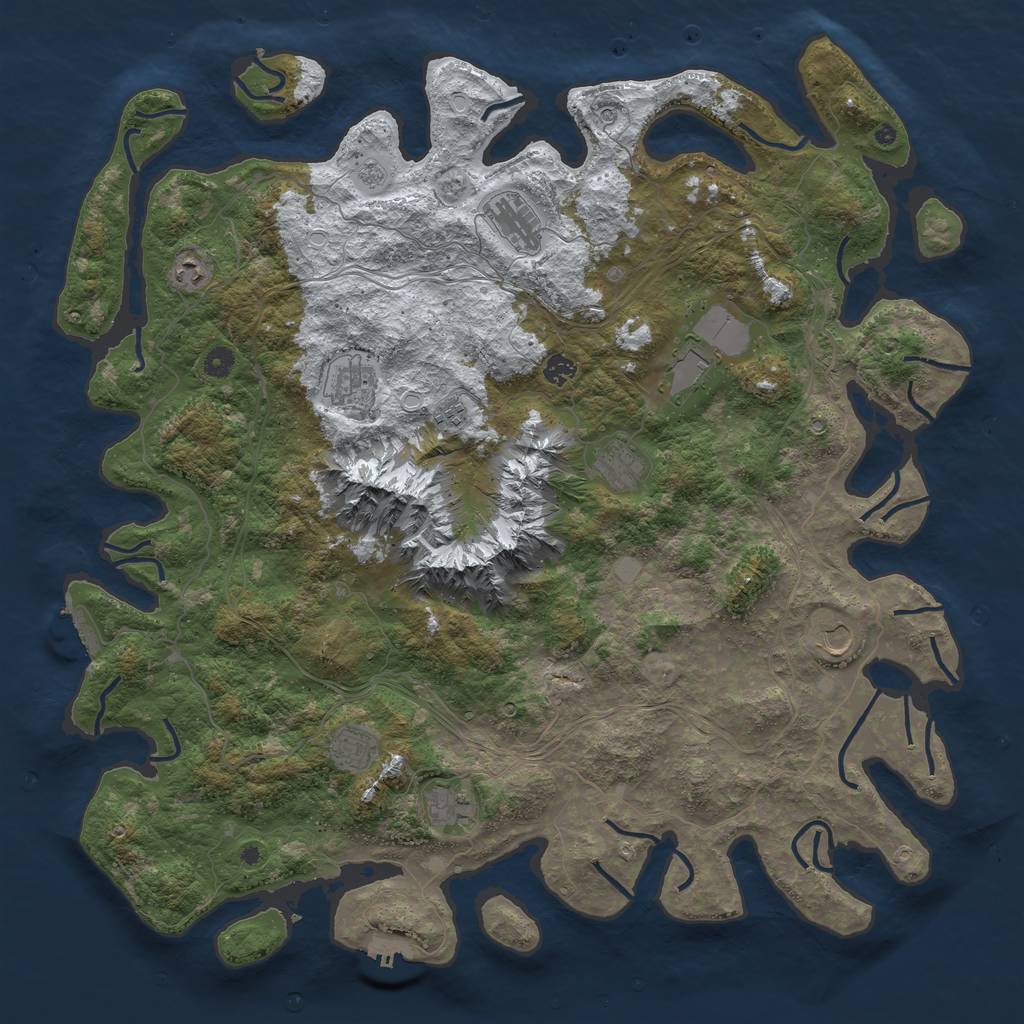 Rust Map: Procedural Map, Size: 5000, Seed: 9338779, 19 Monuments