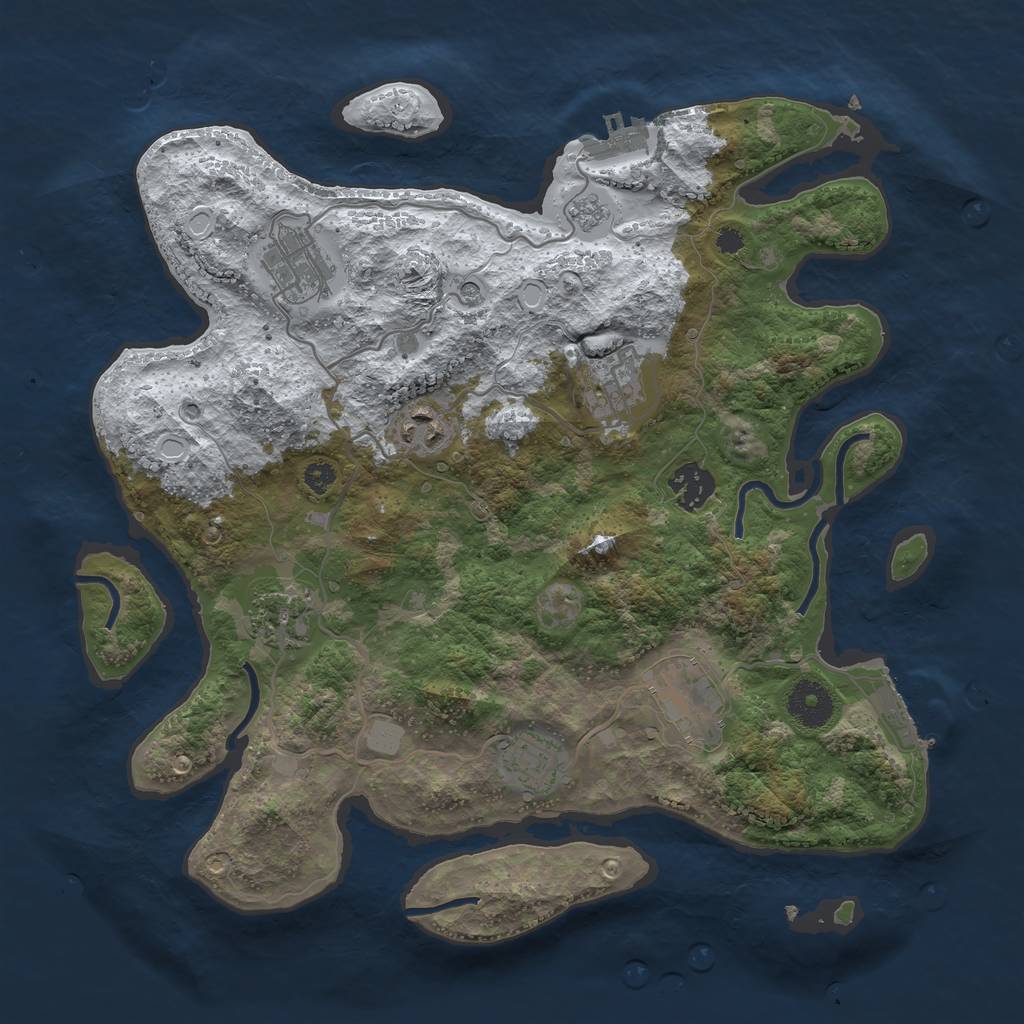 Rust Map: Procedural Map, Size: 3400, Seed: 554876, 16 Monuments