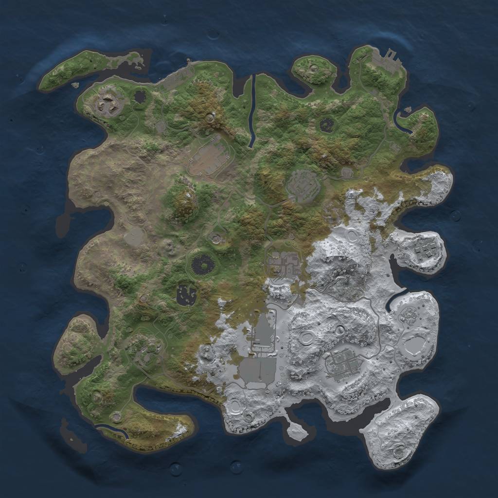 Rust Map: Procedural Map, Size: 3500, Seed: 42839232, 18 Monuments