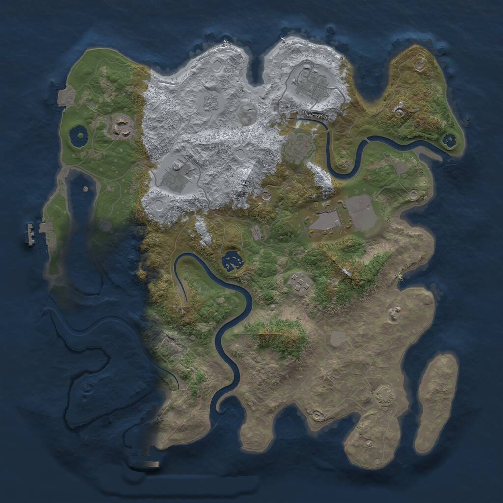 Rust Map: Procedural Map, Size: 3700, Seed: 95129092, 13 Monuments