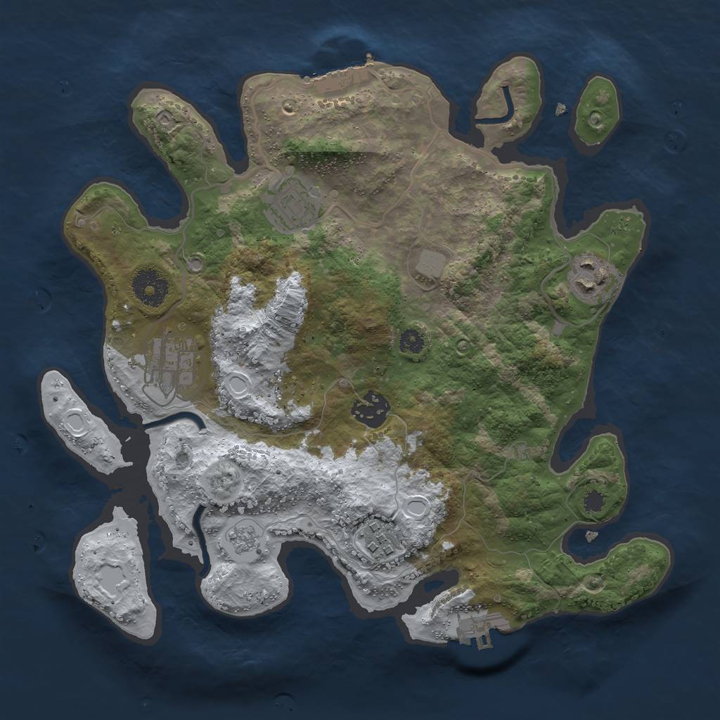 Rust Map: Procedural Map, Size: 3000, Seed: 1545253177, 13 Monuments