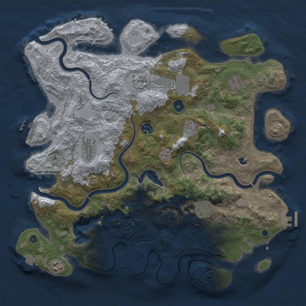 Rust Map: Procedural Map, Size: 4050, Seed: 1797343825, 15 Monuments