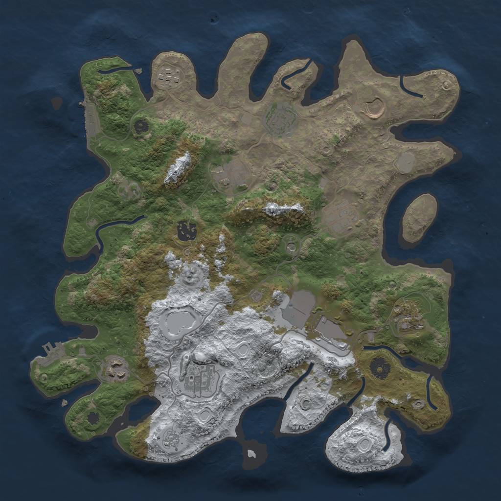 Rust Map: Procedural Map, Size: 3600, Seed: 182, 19 Monuments
