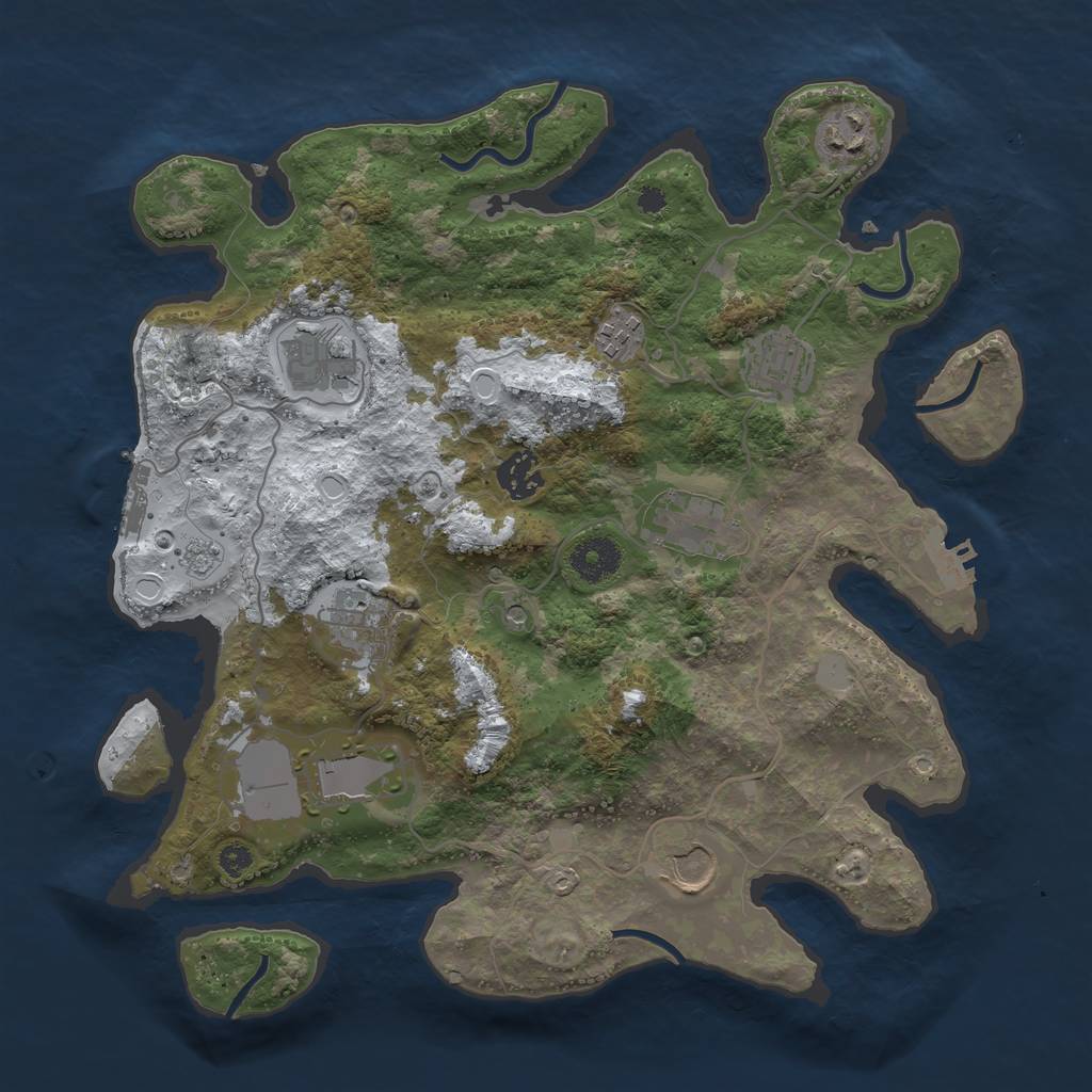 Rust Map: Procedural Map, Size: 3500, Seed: 1336445275, 18 Monuments