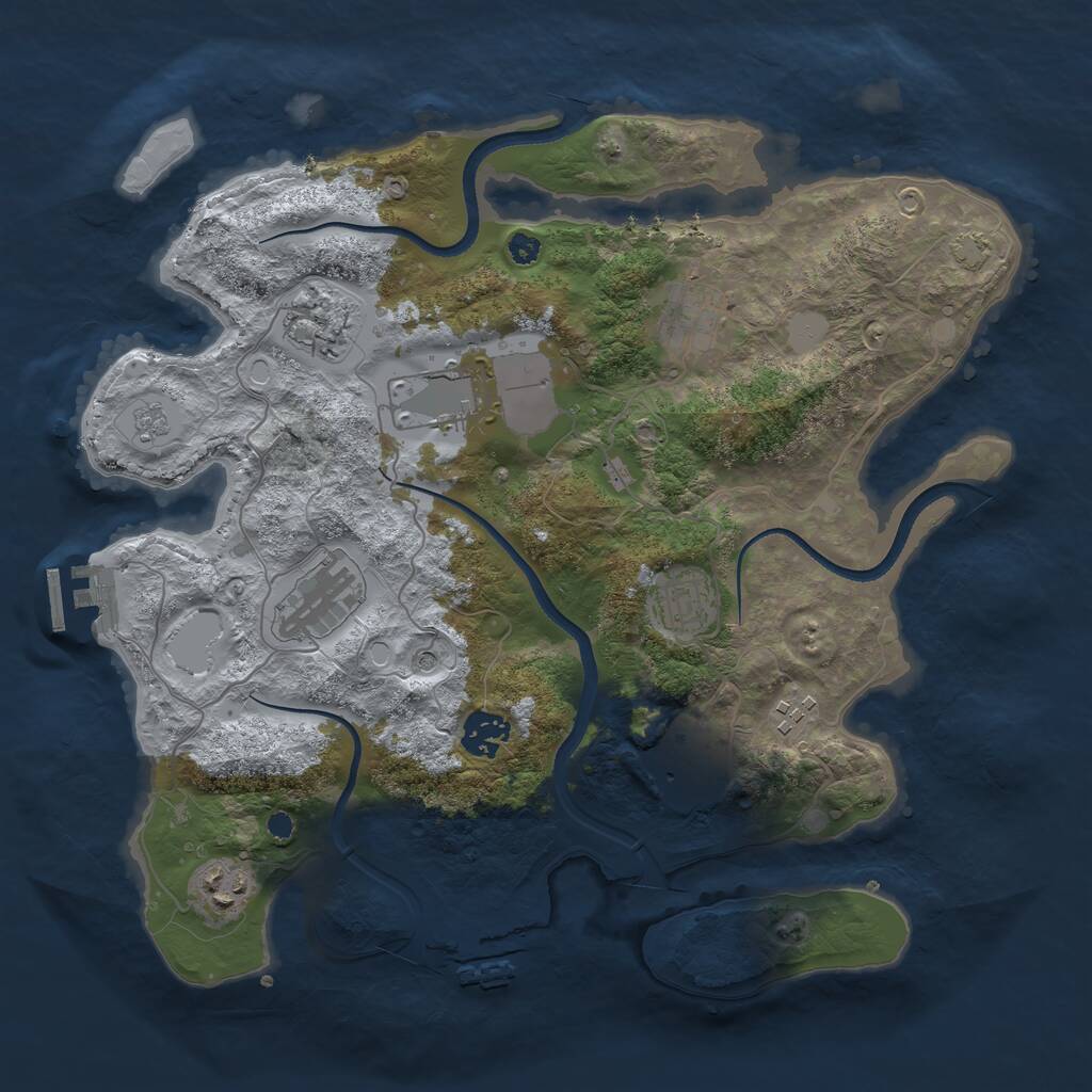 Rust Map: Procedural Map, Size: 3500, Seed: 1442989133, 15 Monuments