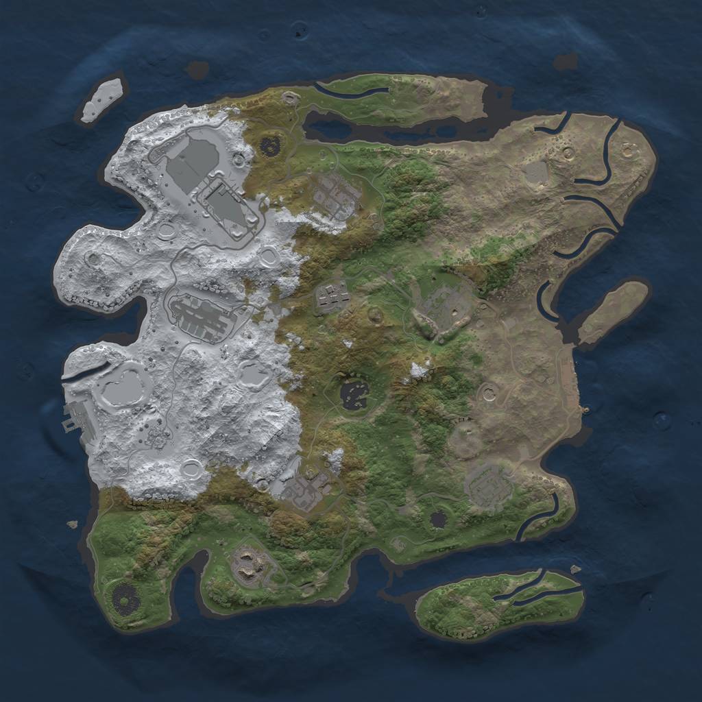 Rust Map: Procedural Map, Size: 3500, Seed: 1442989133, 18 Monuments