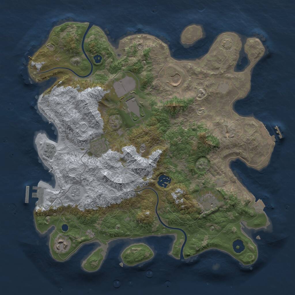 Rust Map: Procedural Map, Size: 3500, Seed: 6093561, 13 Monuments