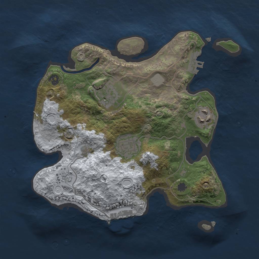 Rust Map: Procedural Map, Size: 2500, Seed: 124847845, 11 Monuments