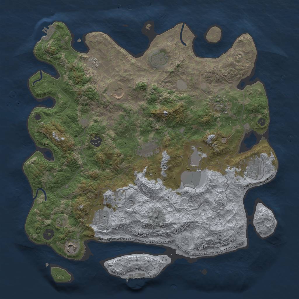 Rust Map: Procedural Map, Size: 4000, Seed: 251251, 19 Monuments
