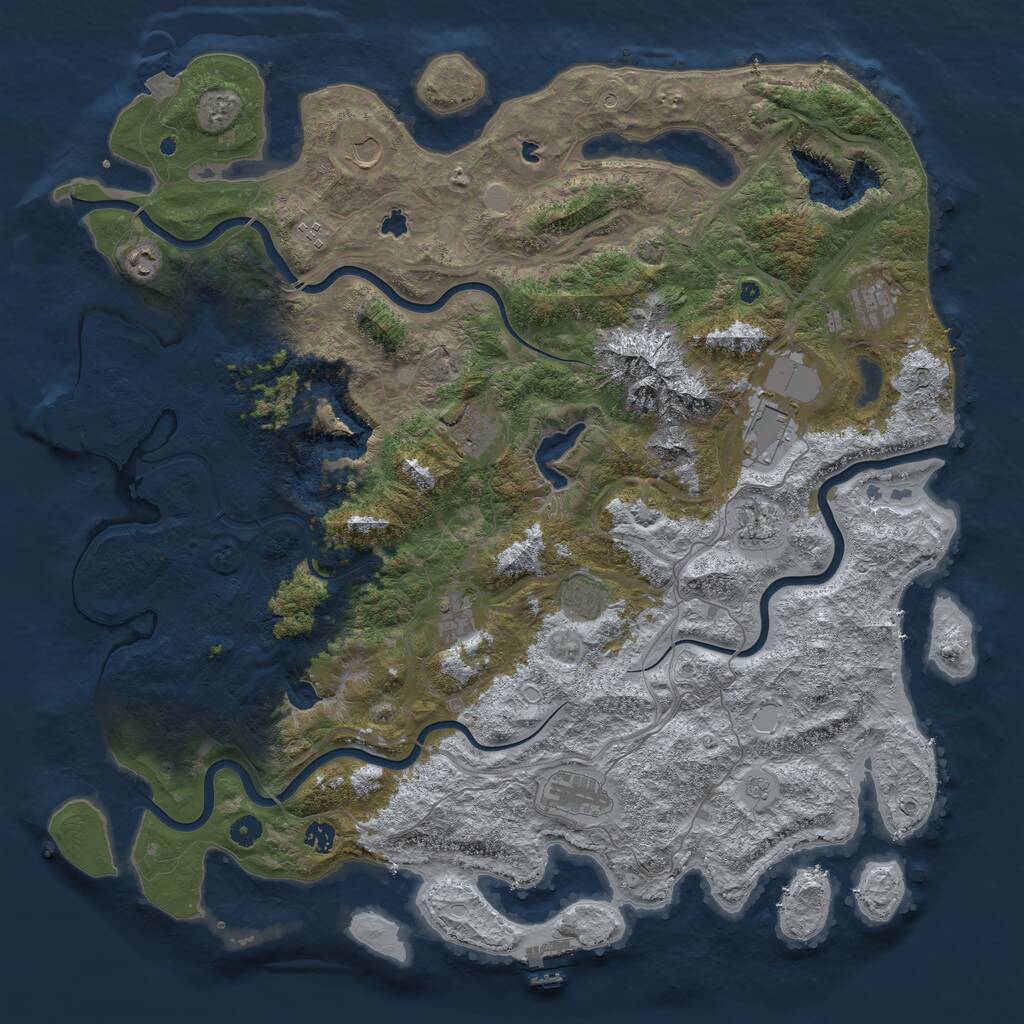 Rust Map: Procedural Map, Size: 5000, Seed: 398034034, 17 Monuments
