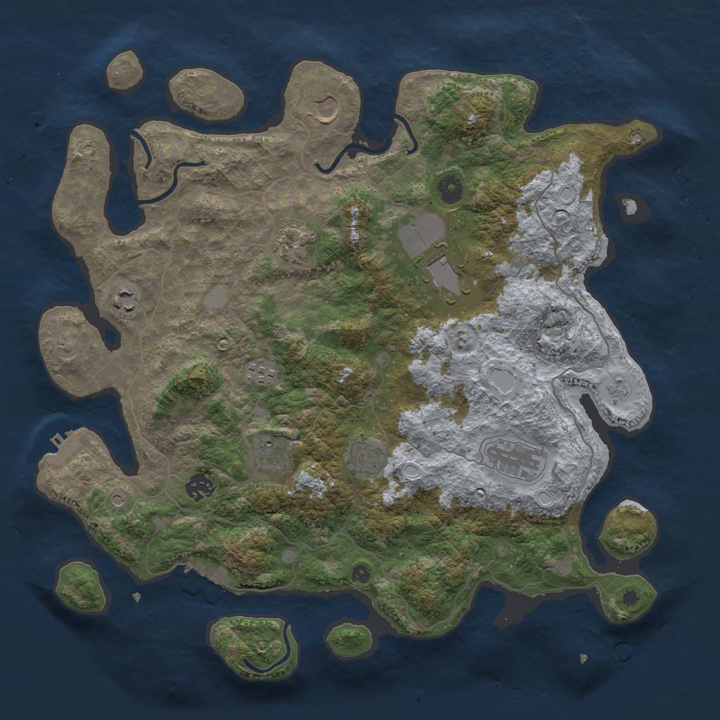 Rust Map: Procedural Map, Size: 4000, Seed: 2424586, 18 Monuments