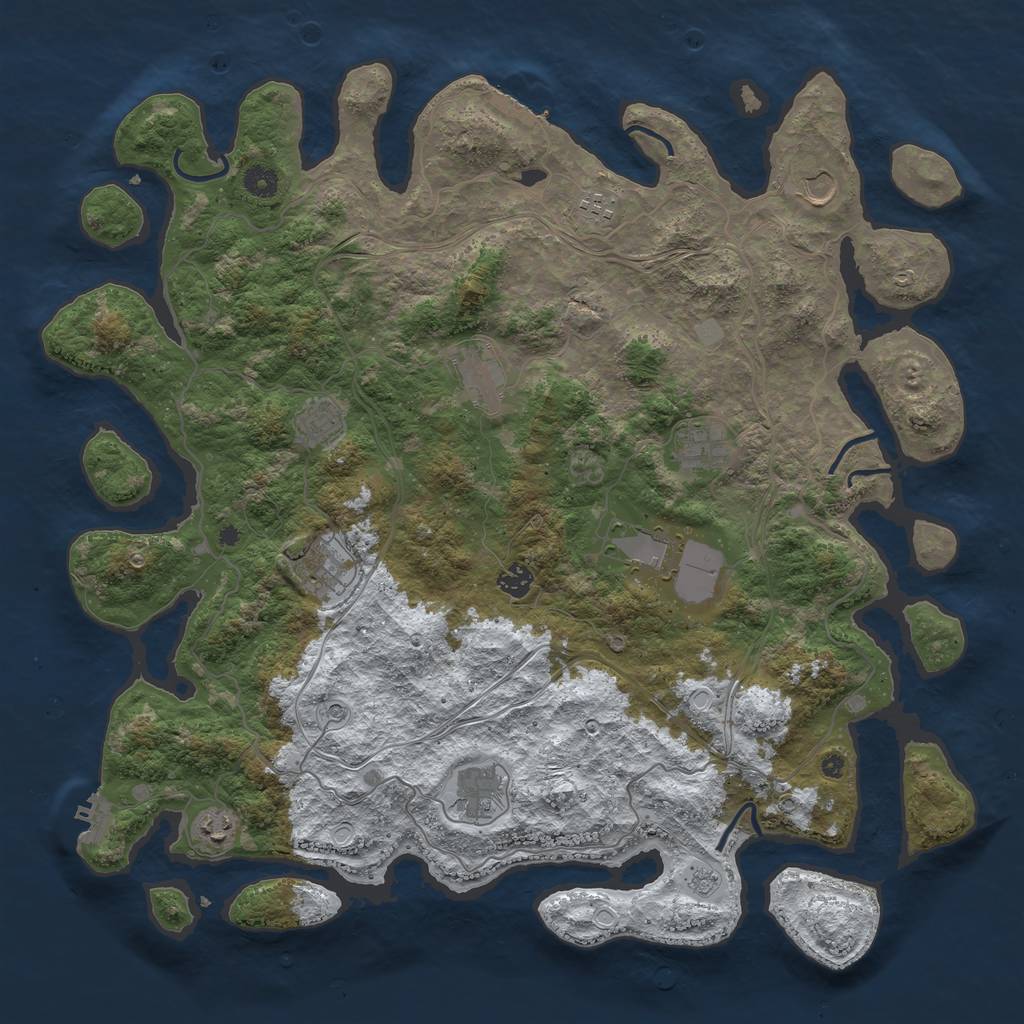 Rust Map: Procedural Map, Size: 4500, Seed: 3293486, 19 Monuments