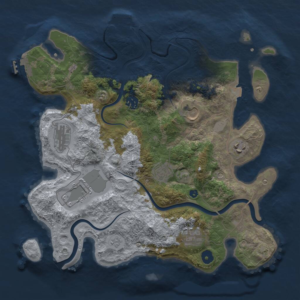 Rust Map: Procedural Map, Size: 3500, Seed: 530979055, 13 Monuments
