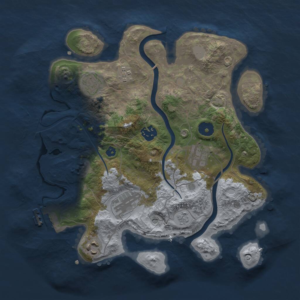 Rust Map: Procedural Map, Size: 3000, Seed: 1041879399, 11 Monuments