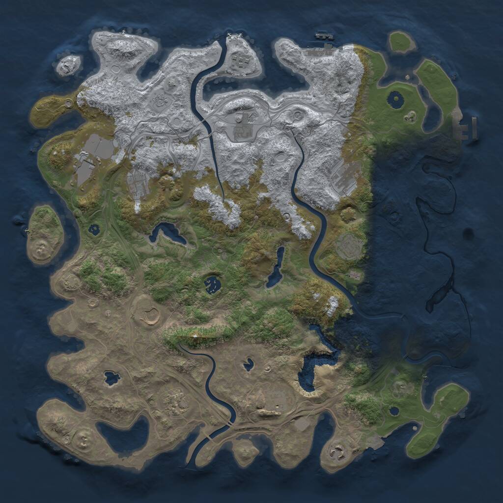Rust Map: Procedural Map, Size: 4500, Seed: 4788551, 17 Monuments