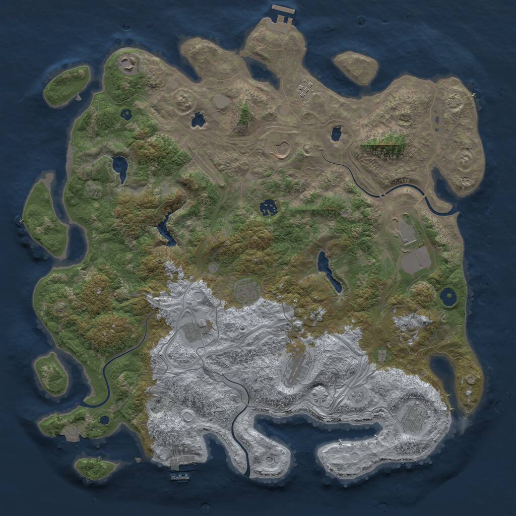 Rust Map: Procedural Map, Size: 4500, Seed: 1135742, 16 Monuments