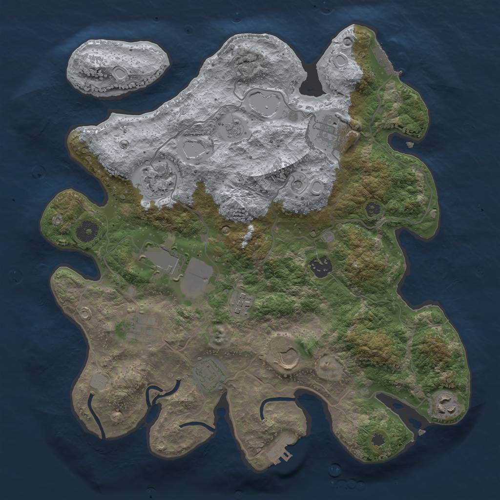 Rust Map: Procedural Map, Size: 3500, Seed: 10385062, 18 Monuments