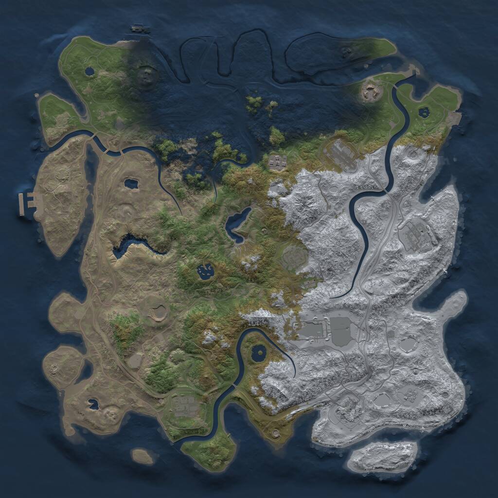 Rust Map: Procedural Map, Size: 4500, Seed: 2161388, 16 Monuments