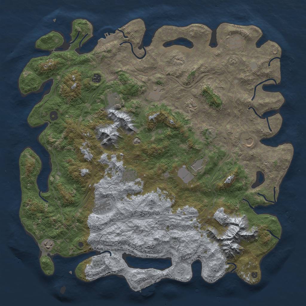 Rust Map: Procedural Map, Size: 5000, Seed: 702655124, 20 Monuments