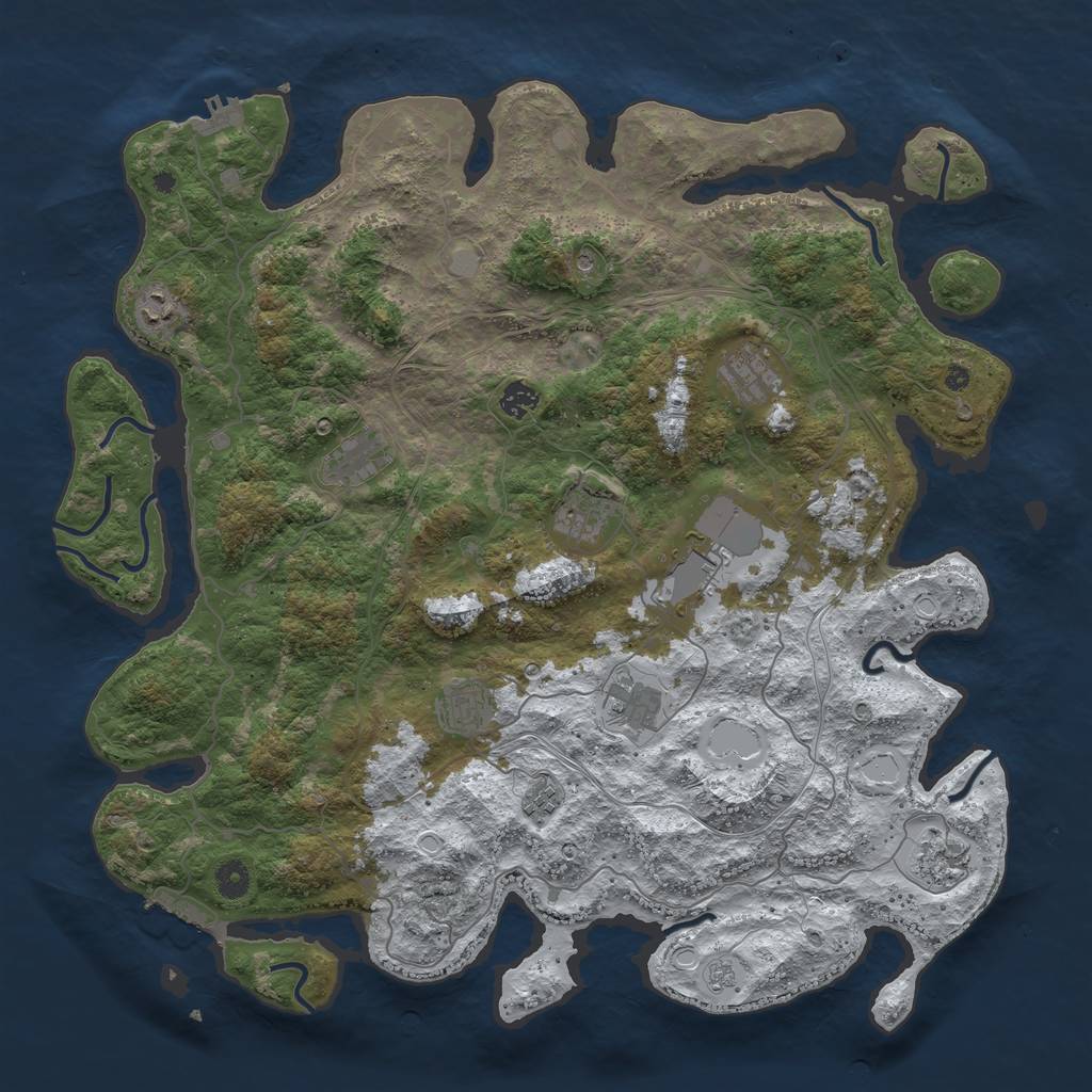 Rust Map: Procedural Map, Size: 4500, Seed: 4918822, 19 Monuments