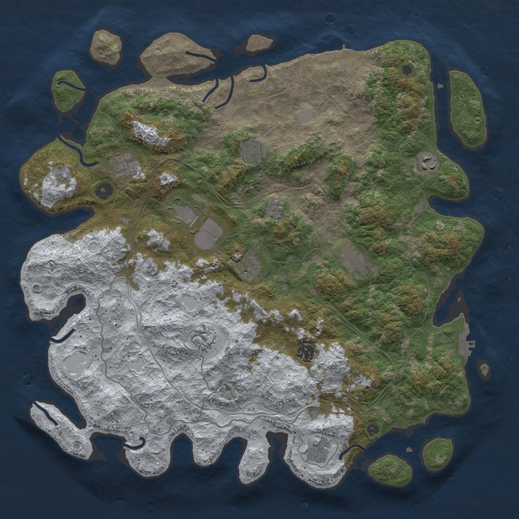 Rust Map: Procedural Map, Size: 4500, Seed: 334902, 19 Monuments
