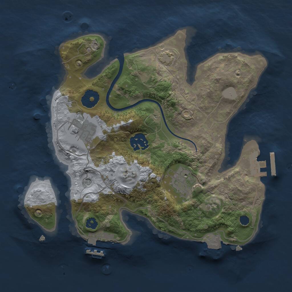 Rust Map: Procedural Map, Size: 2500, Seed: 345843513, 8 Monuments