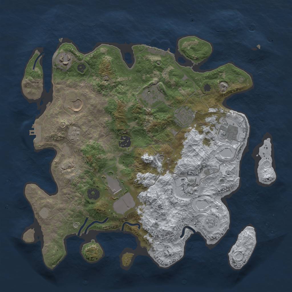 Rust Map: Procedural Map, Size: 3500, Seed: 17486, 18 Monuments