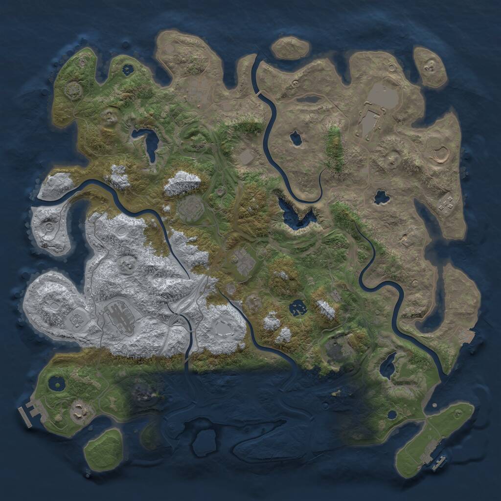 Rust Map: Procedural Map, Size: 4500, Seed: 6361574, 16 Monuments