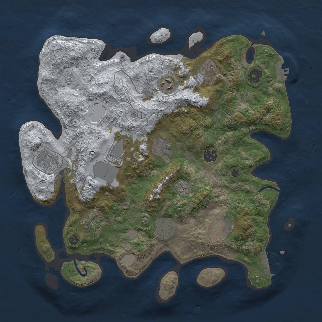 Rust Map: Procedural Map, Size: 3500, Seed: 1714625755, 19 Monuments