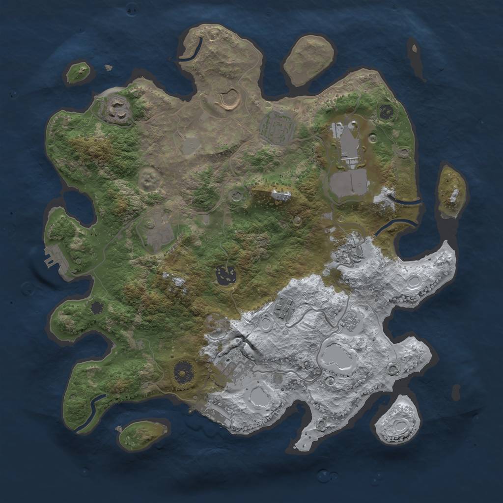 Rust Map: Procedural Map, Size: 3500, Seed: 377313999, 18 Monuments